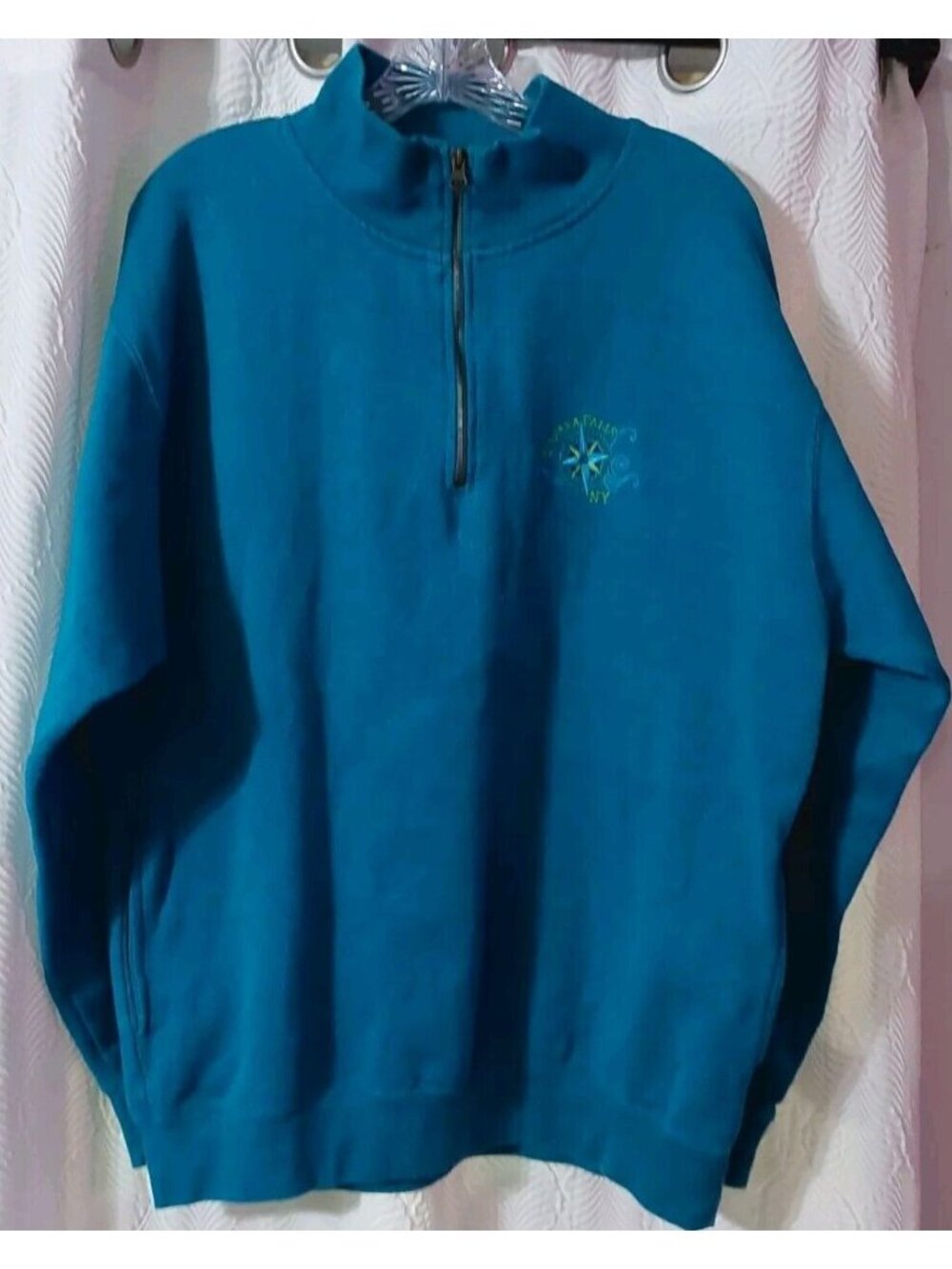 Niagara Falls Men's 1/4 Zip Fleece Sweatshirt Blue Size XL Embroidered